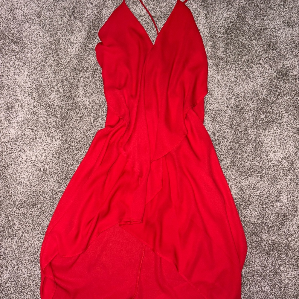 Elegant Red Halter Dress